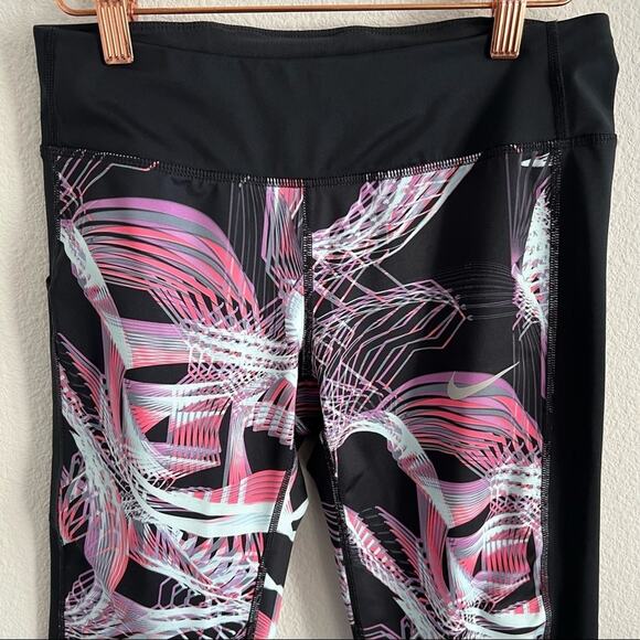Nike Dri-Fit Power Right Fit Sea Coral Black Printed Running Crops Small - Picture 3 of 13
